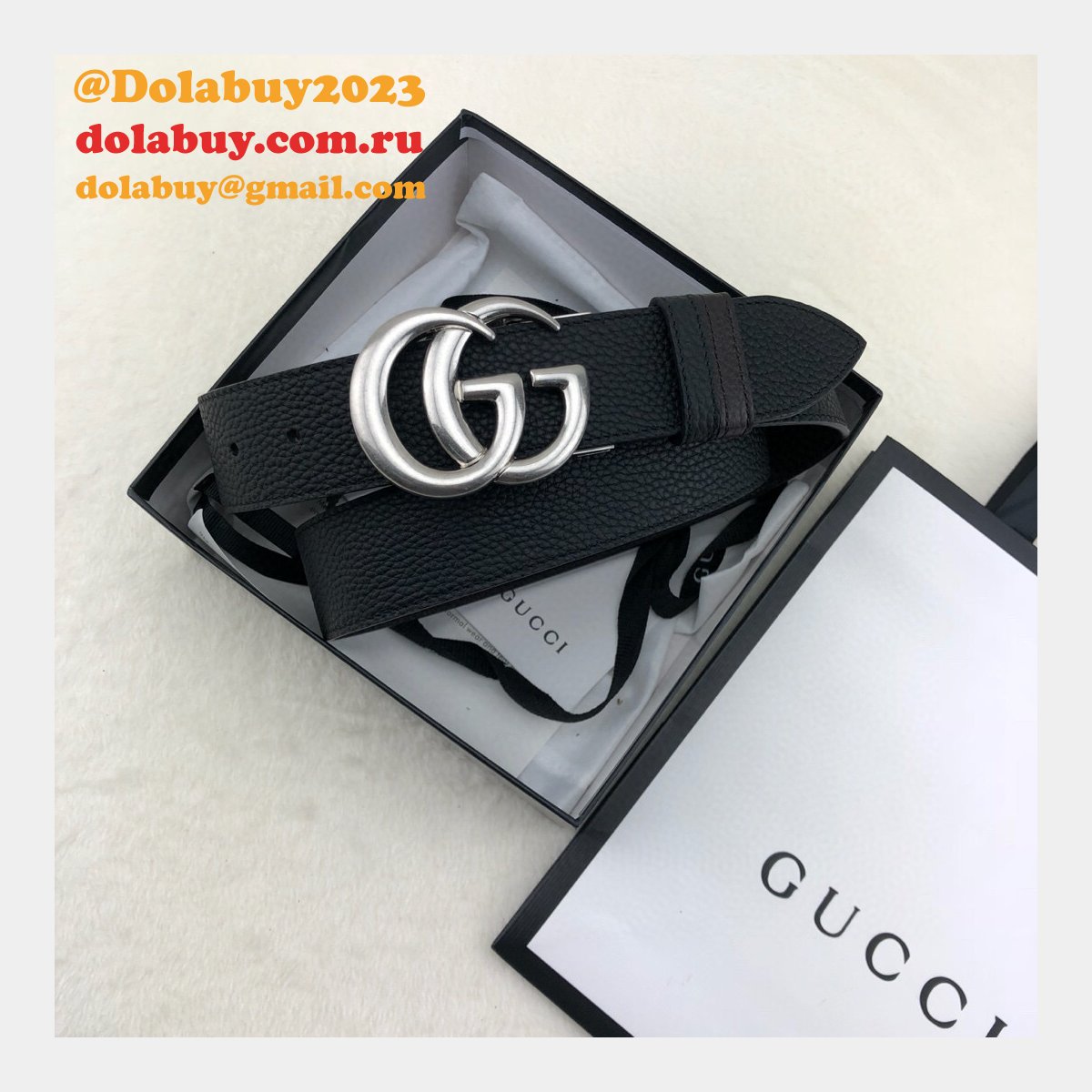 Luxury Gucci 38MM Double G Shop the New Replica Black Belts