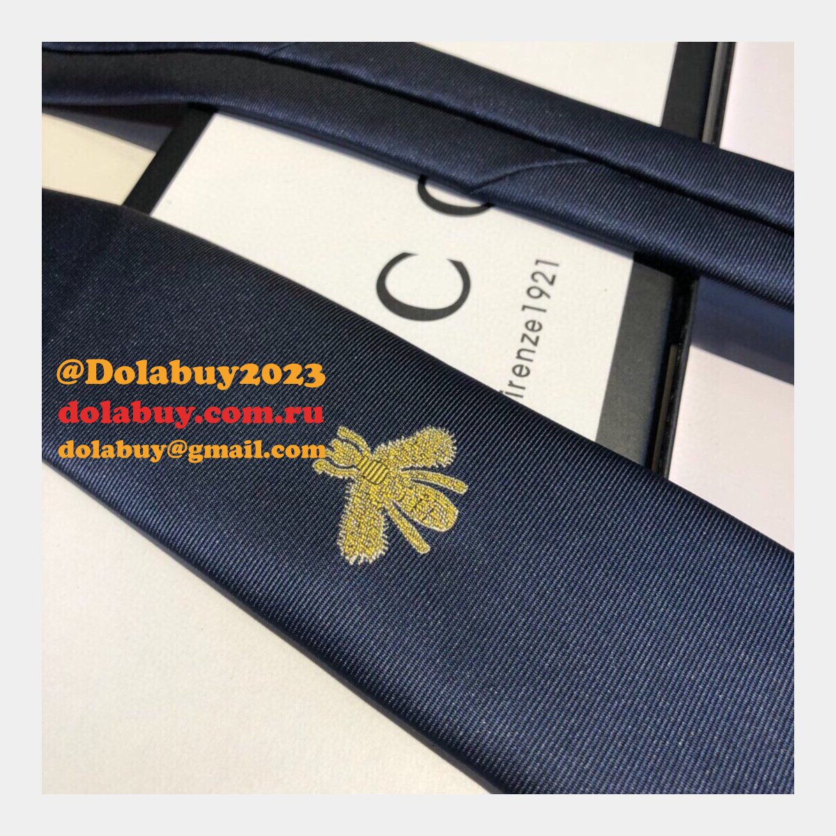 Gucci Men''s Blue Double G And Hearts Silk Tie