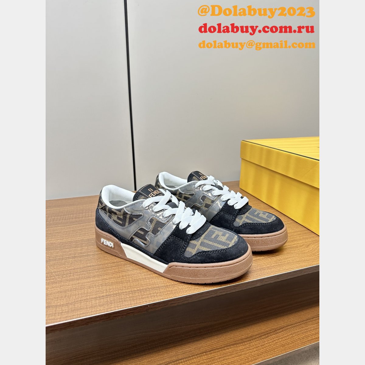 Fendi Match Leather Sneakers