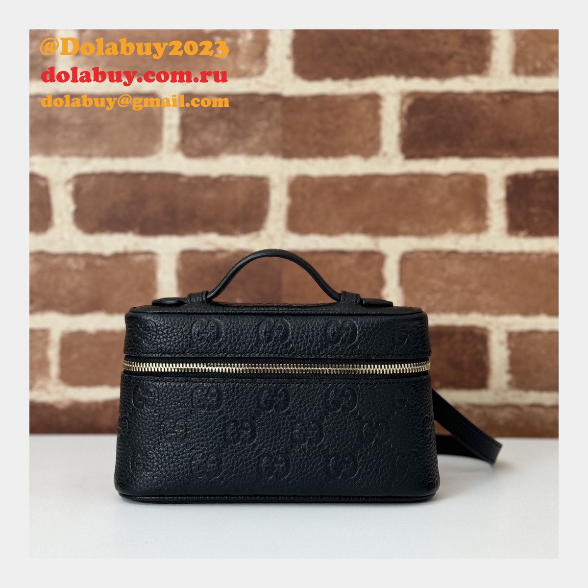Replica Gucci GG Emblem Super Mini 1:1 Mirror 815949 Black Bag