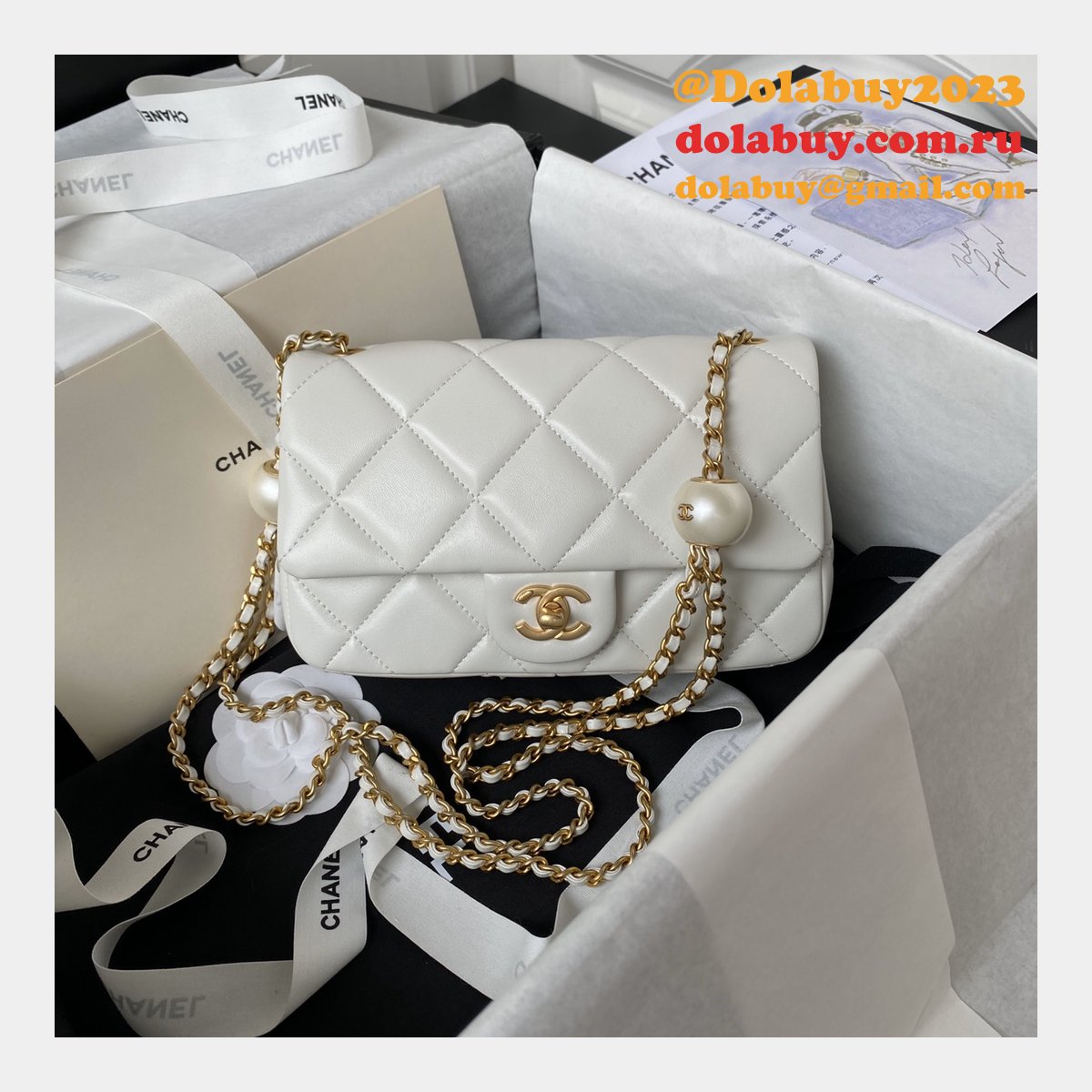 7 Star Imitation Pearls Small Flap AS4861 Luxury Fake Bag