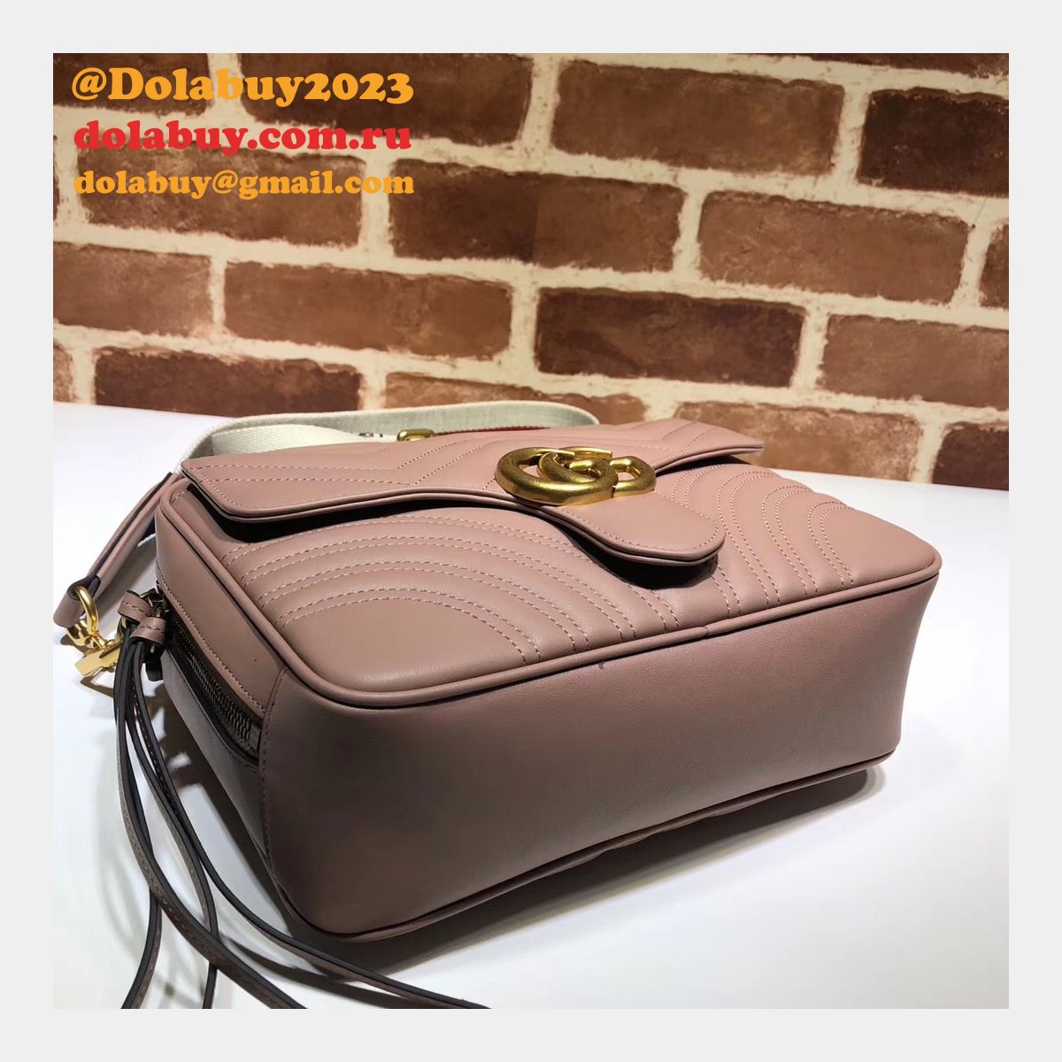 Top Quality Gucci Replica 498100 Leather GG Marmont Small Shoulder Bag