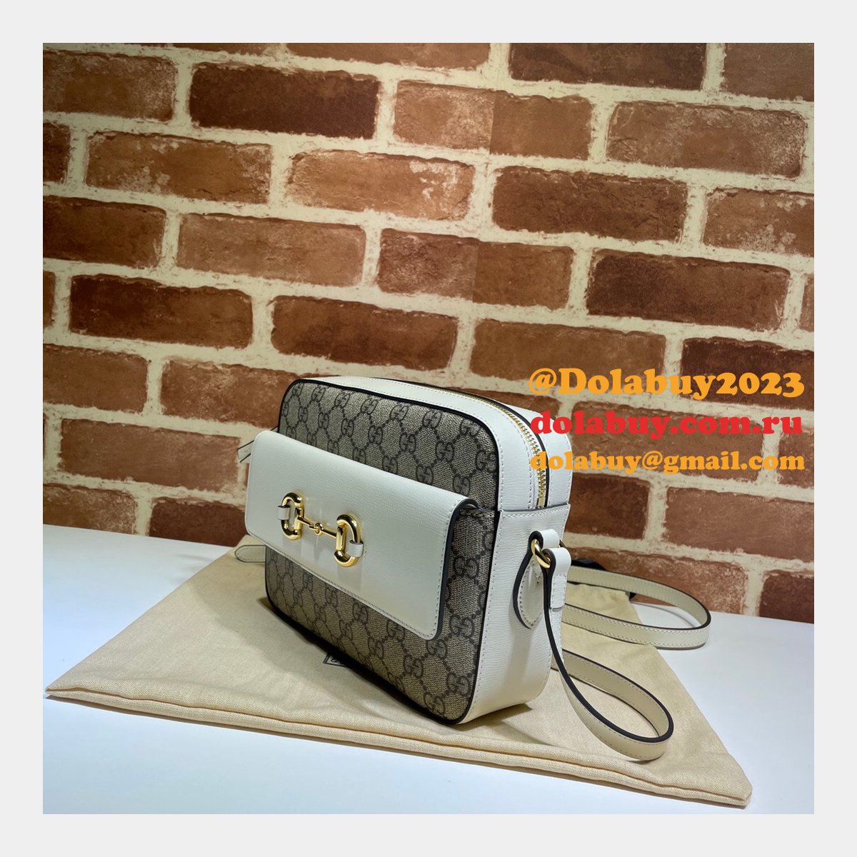 Gucci Replica Horsebit 1955 Small Brown or White Leather Shoulder 645454 Bag