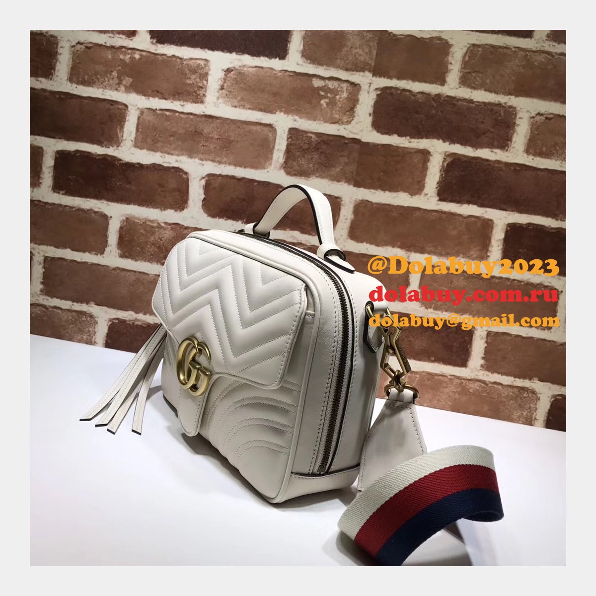 Top Quality Gucci Replica 498100 Leather GG Marmont Small Shoulder Bag