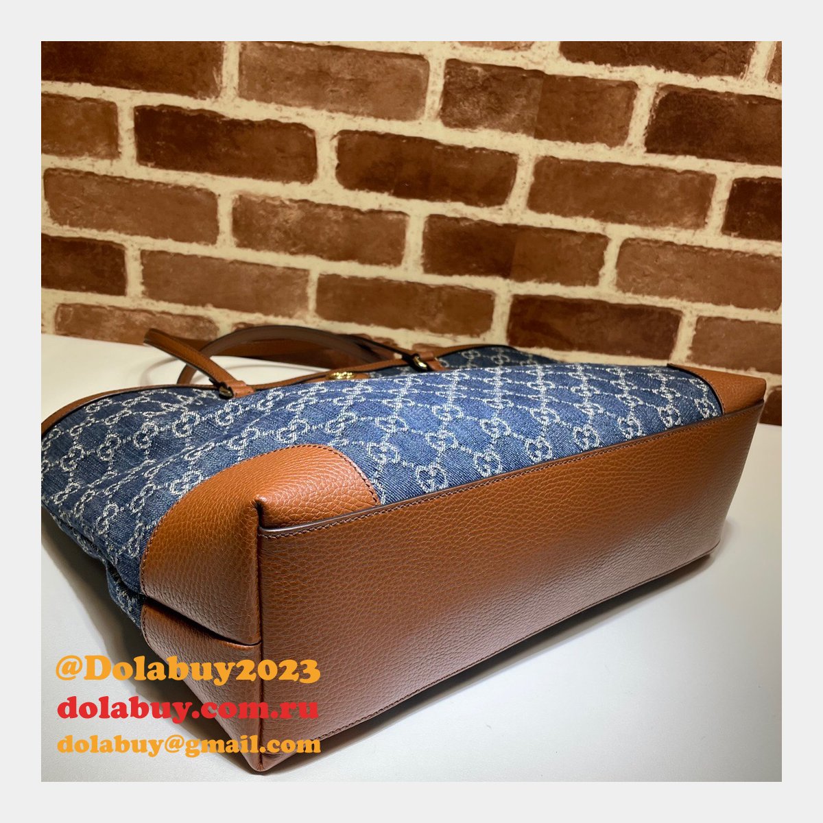 Dark blue Knockoff Gucci Ophidia GG medium tote 631685 Bag