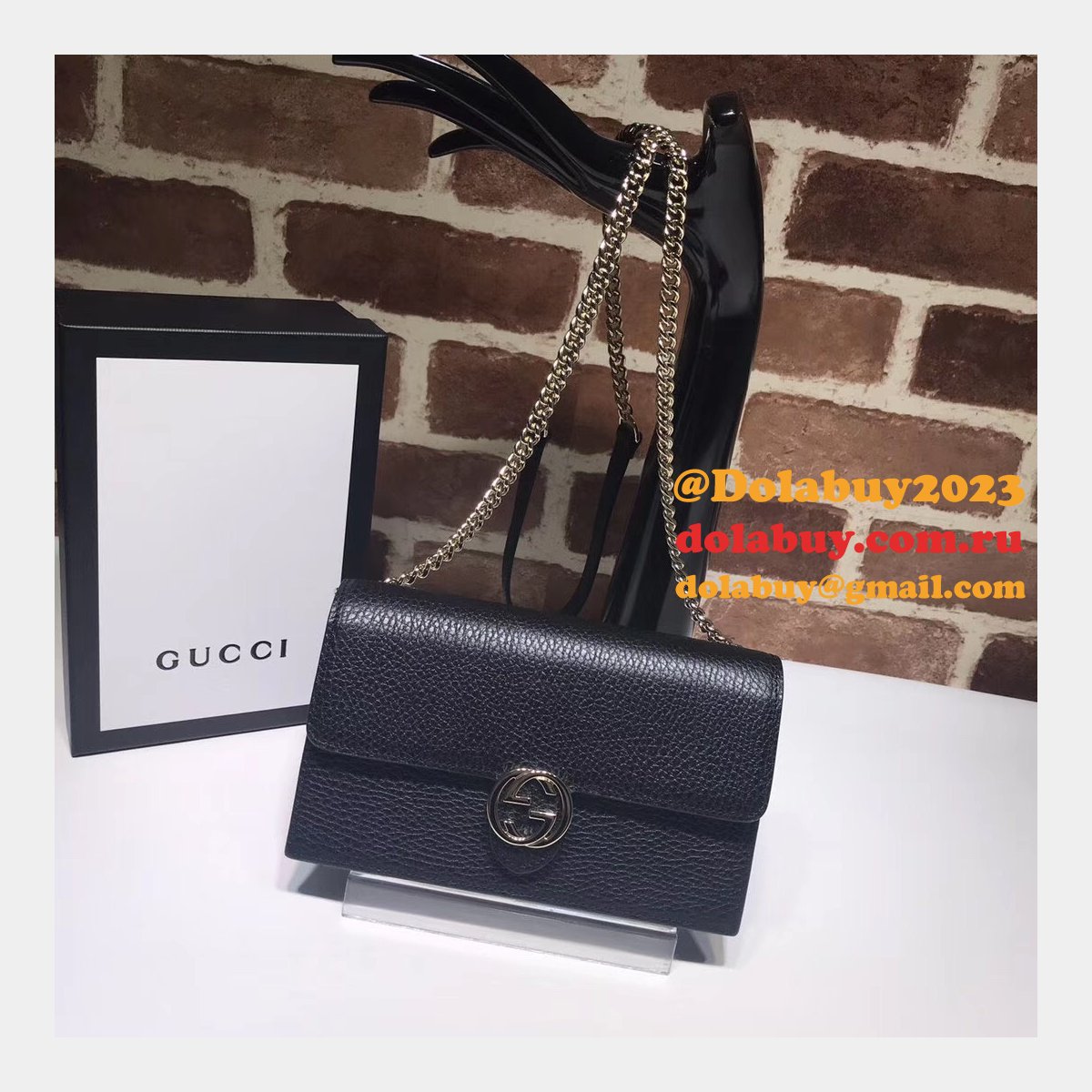 Cheap Gucci 510314 Leather Interlocking GG 510314 Crossbody