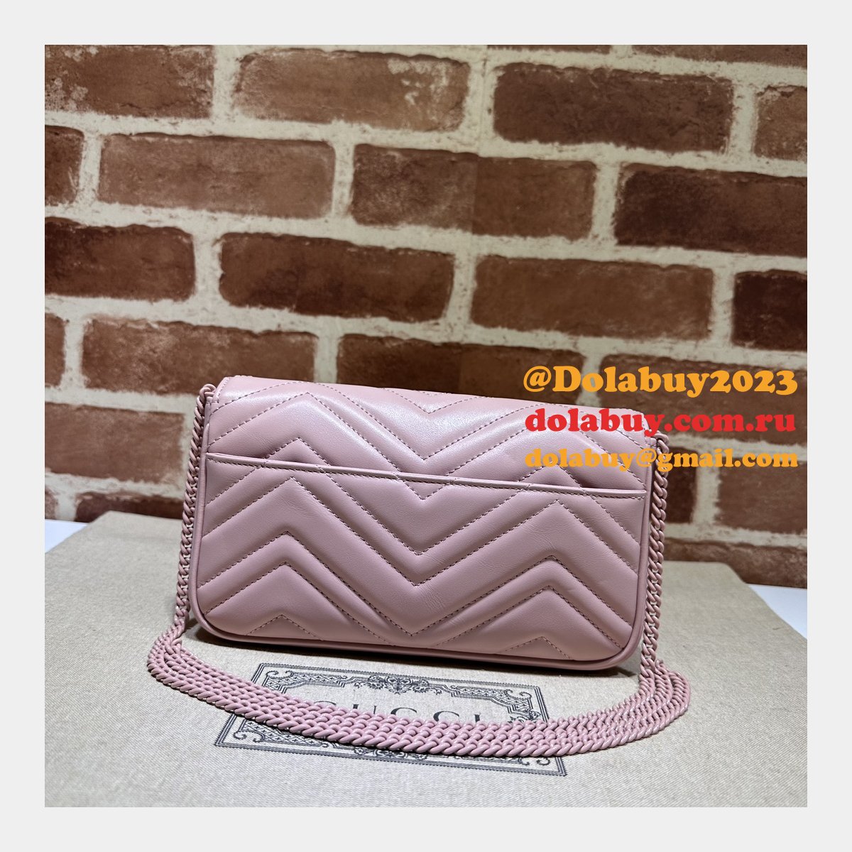 Inspired GG Marmont Crossbody Replica Gucci Pink 751526 Bag
