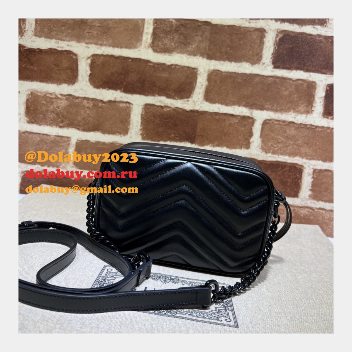 Designer Gucci Luxury Camera 634936 GG Marmont mini shoulder black bag