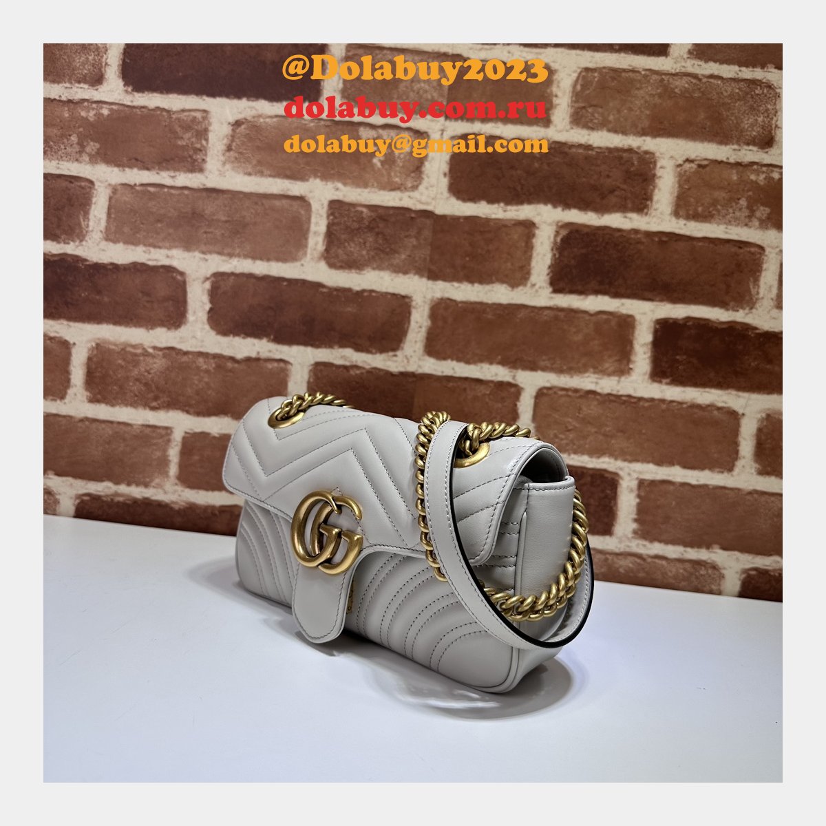 Grey GG Marmont 446744 Mini Matelassé Gucci Replicas Bag
