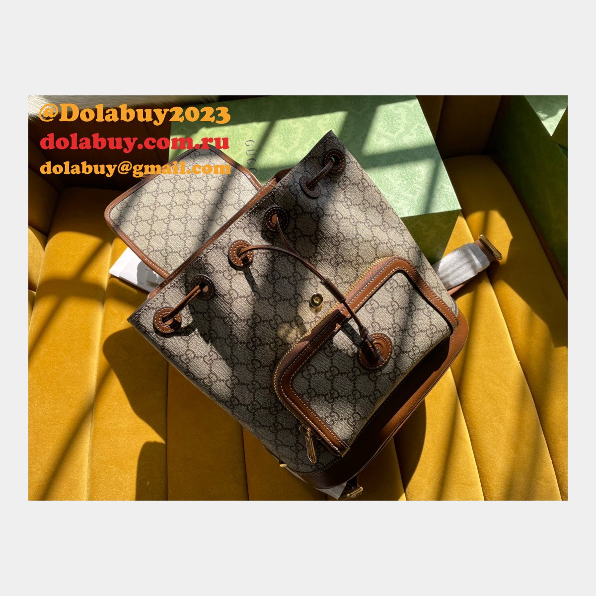 The Best Gucci Backpack Interlocking G in GG Supreme Replica Bag Online Store