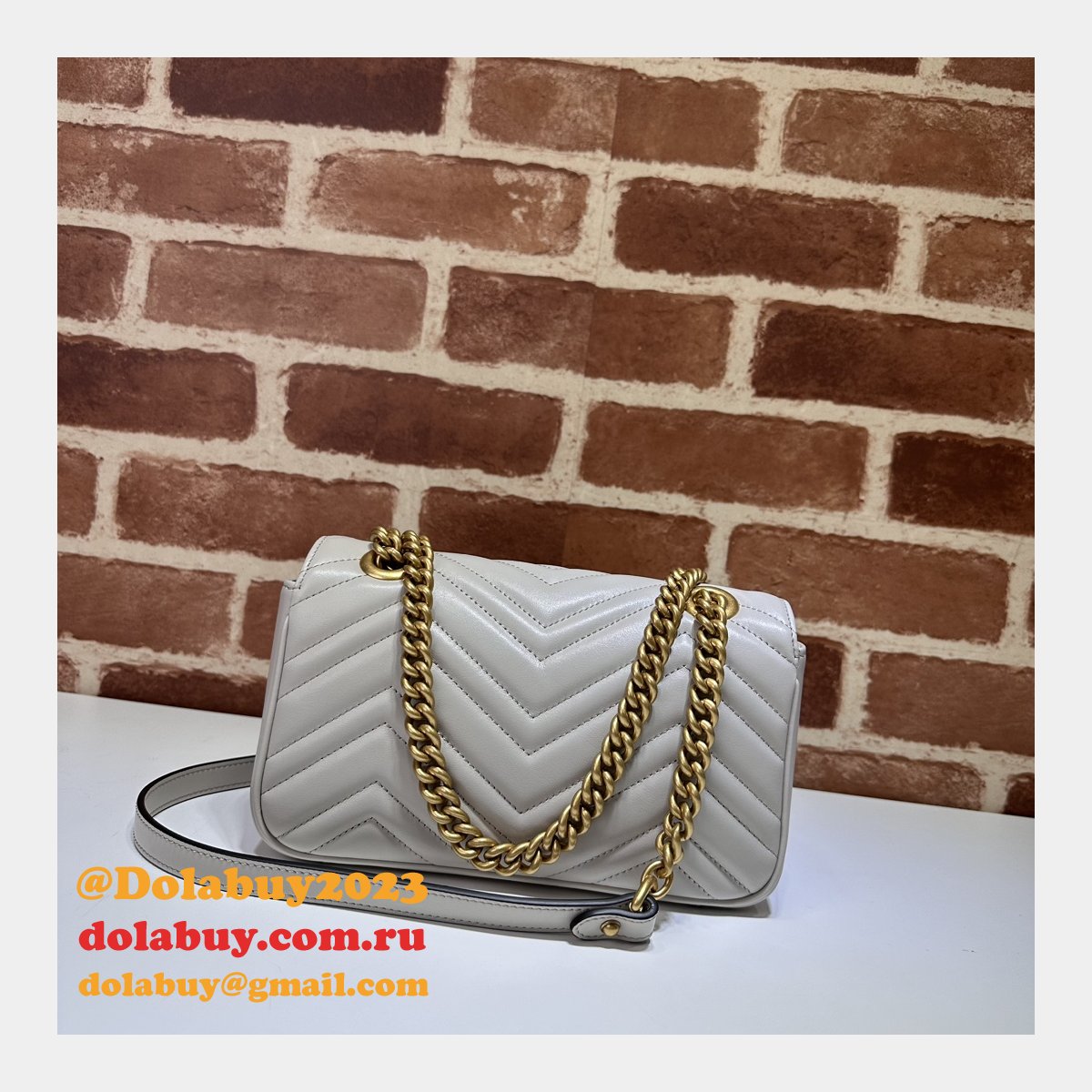 Grey GG Marmont 446744 Mini Matelassé Gucci Replicas Bag