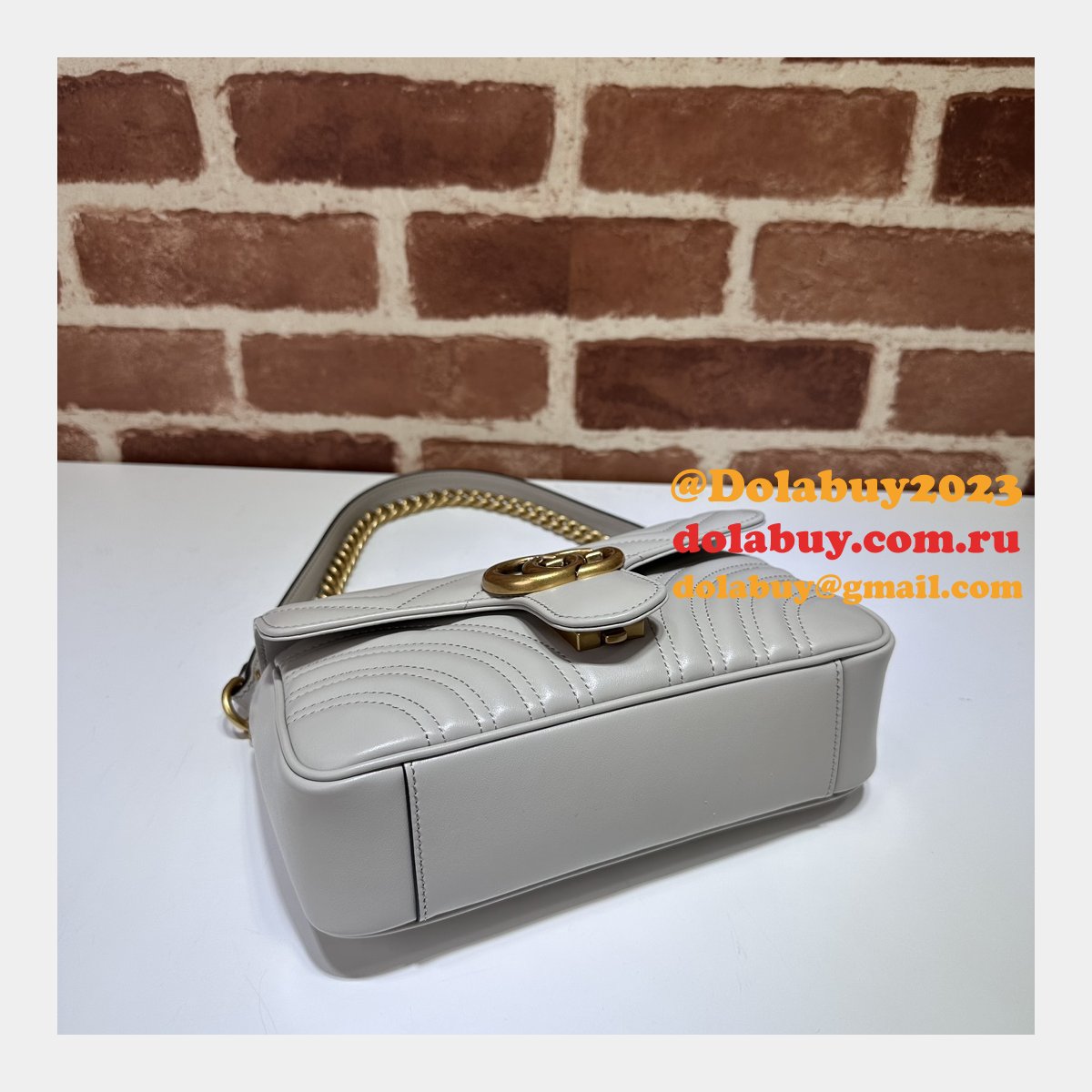 Grey GG Marmont 446744 Mini Matelassé Gucci Replicas Bag