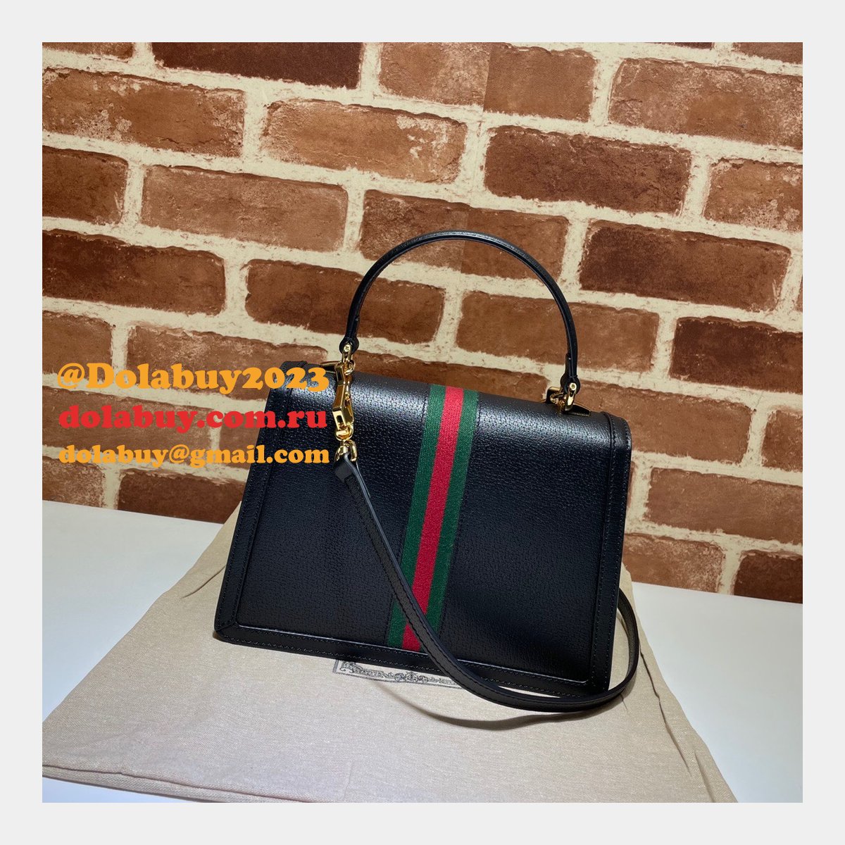Gucci Black/Cream Ophidia small top handle Replica bag