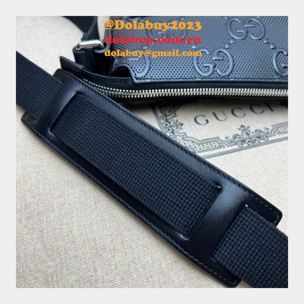 We Offer High-Quality Fake Black Gucci Signature Messenger 406410 Bag
