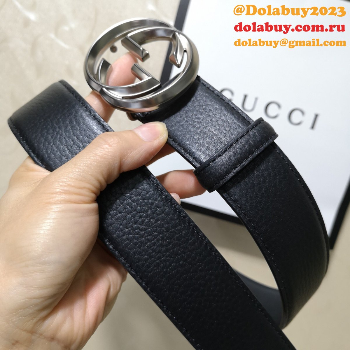 Gucci Belt With Double G Buckle 38mm-5 UK Black
