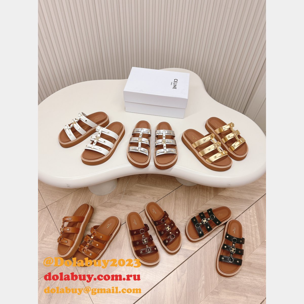 Classic Retro Celine Fake Flat Sandals Shoes