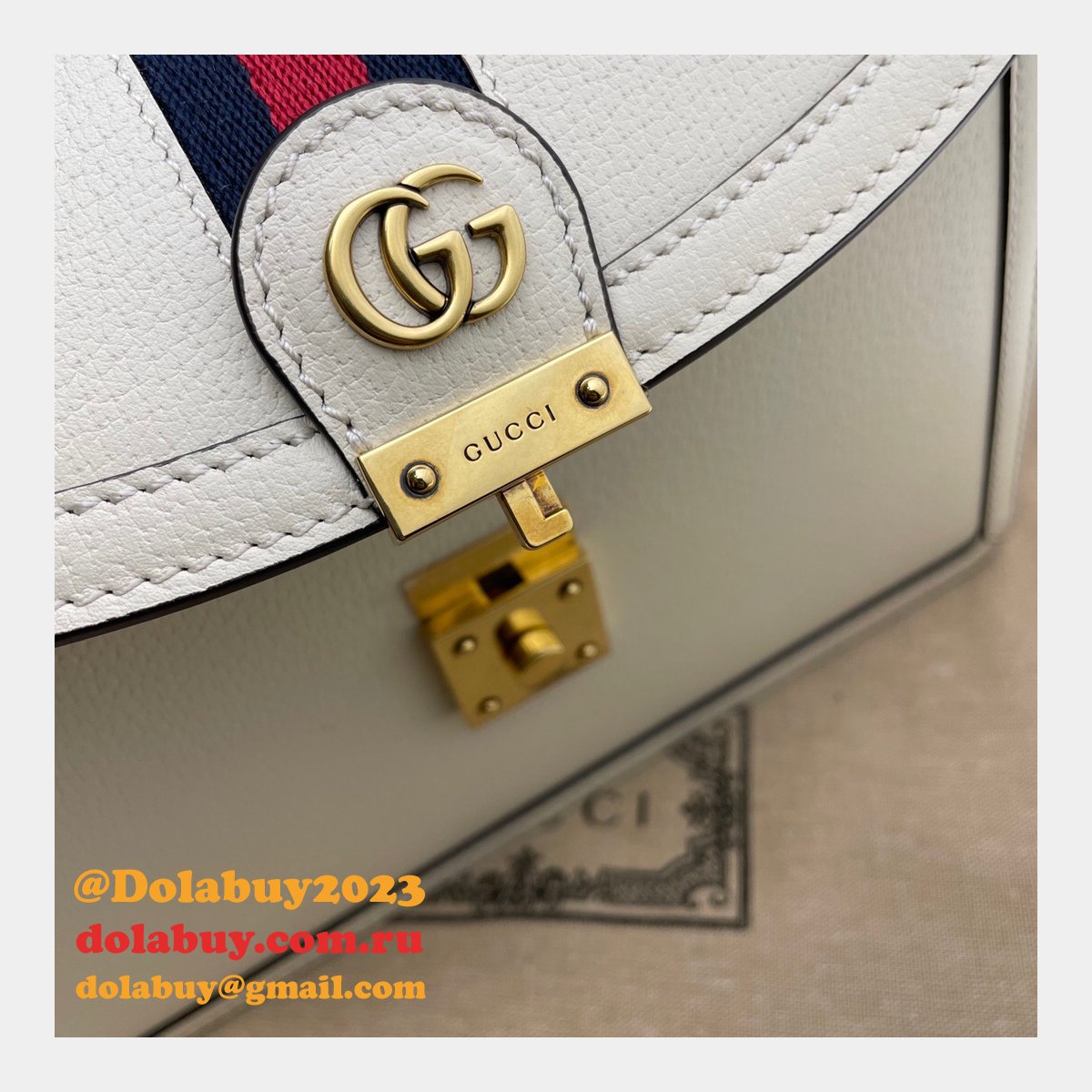 Gucci Black/Cream Ophidia small top handle Replica bag
