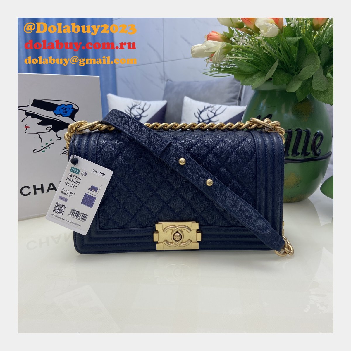 Replica CC Le Boy Flap Bag caviar leather 25CM