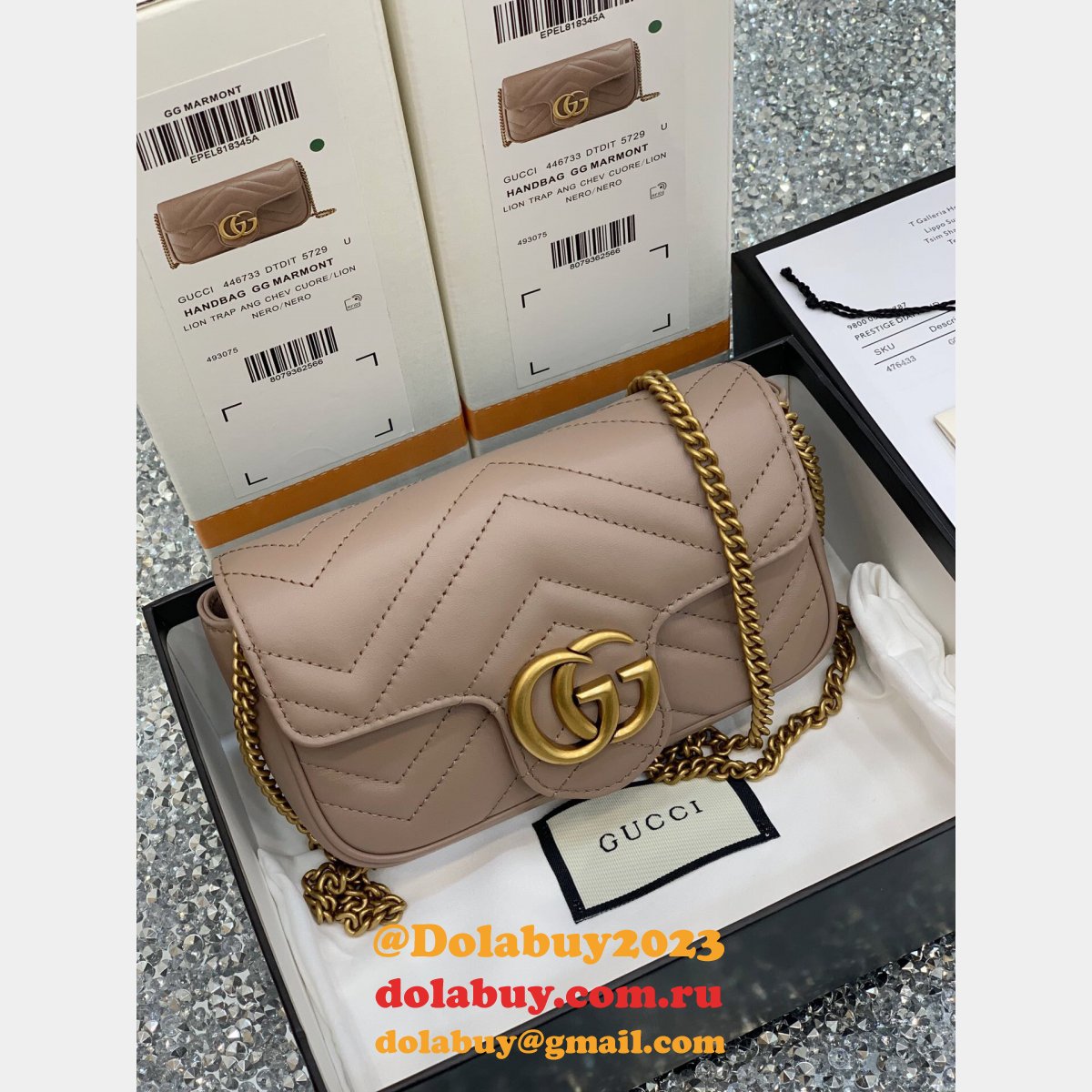 Gucci Wholesale GG Marmont Mini chain shoulder 476433 bag