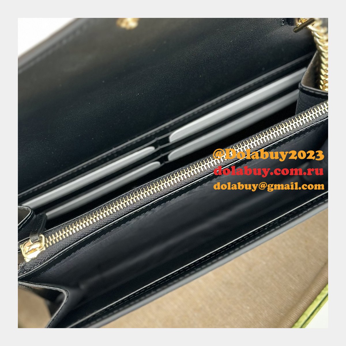 Gucci Copy GG Leather Chain Wallet 1:1 Mirror 781555 Bag