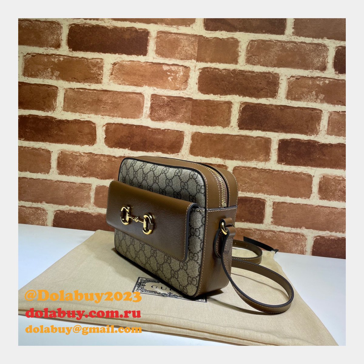 Gucci Replica Horsebit 1955 Small Brown or White Leather Shoulder 645454 Bag