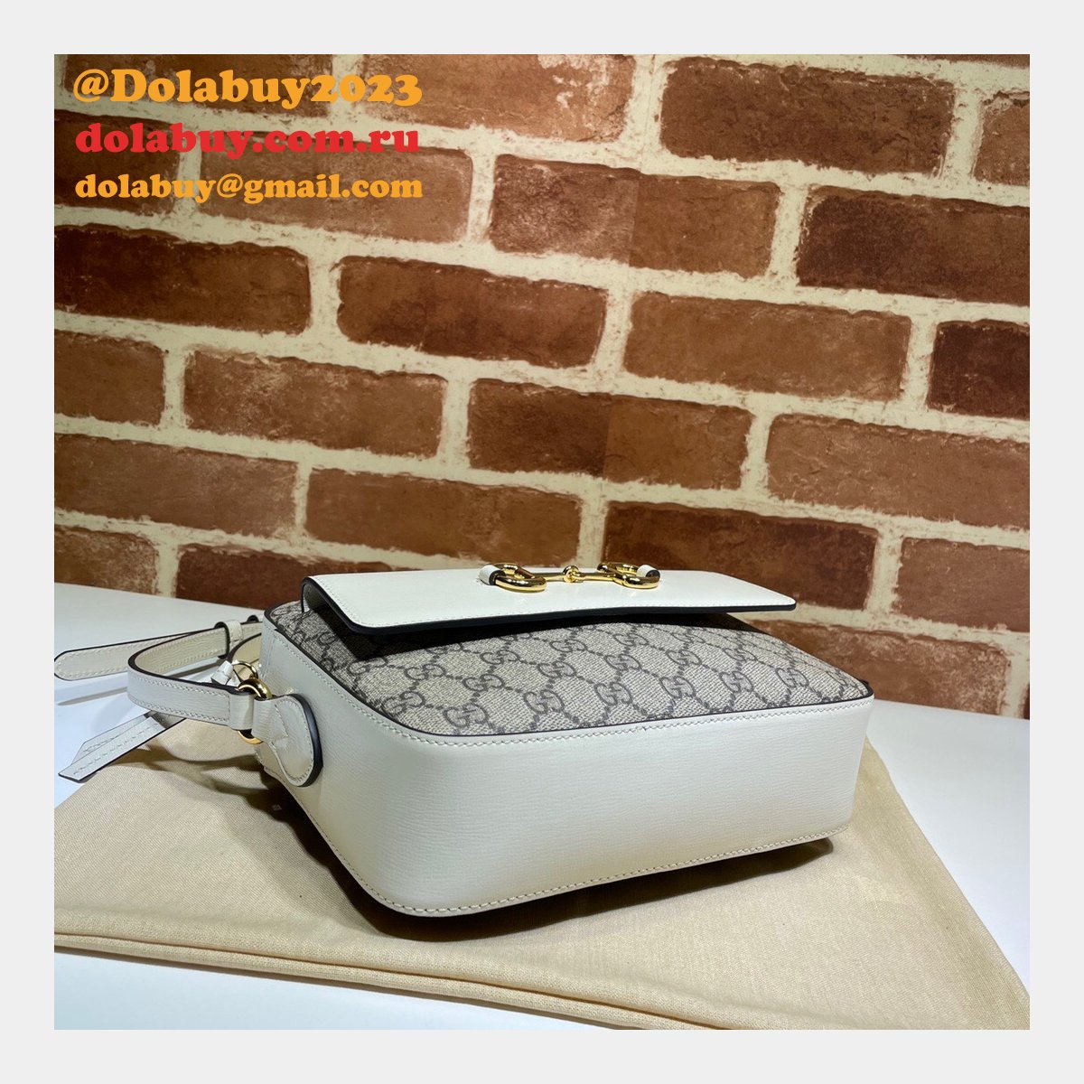 Gucci Replica Horsebit 1955 Small Brown or White Leather Shoulder 645454 Bag