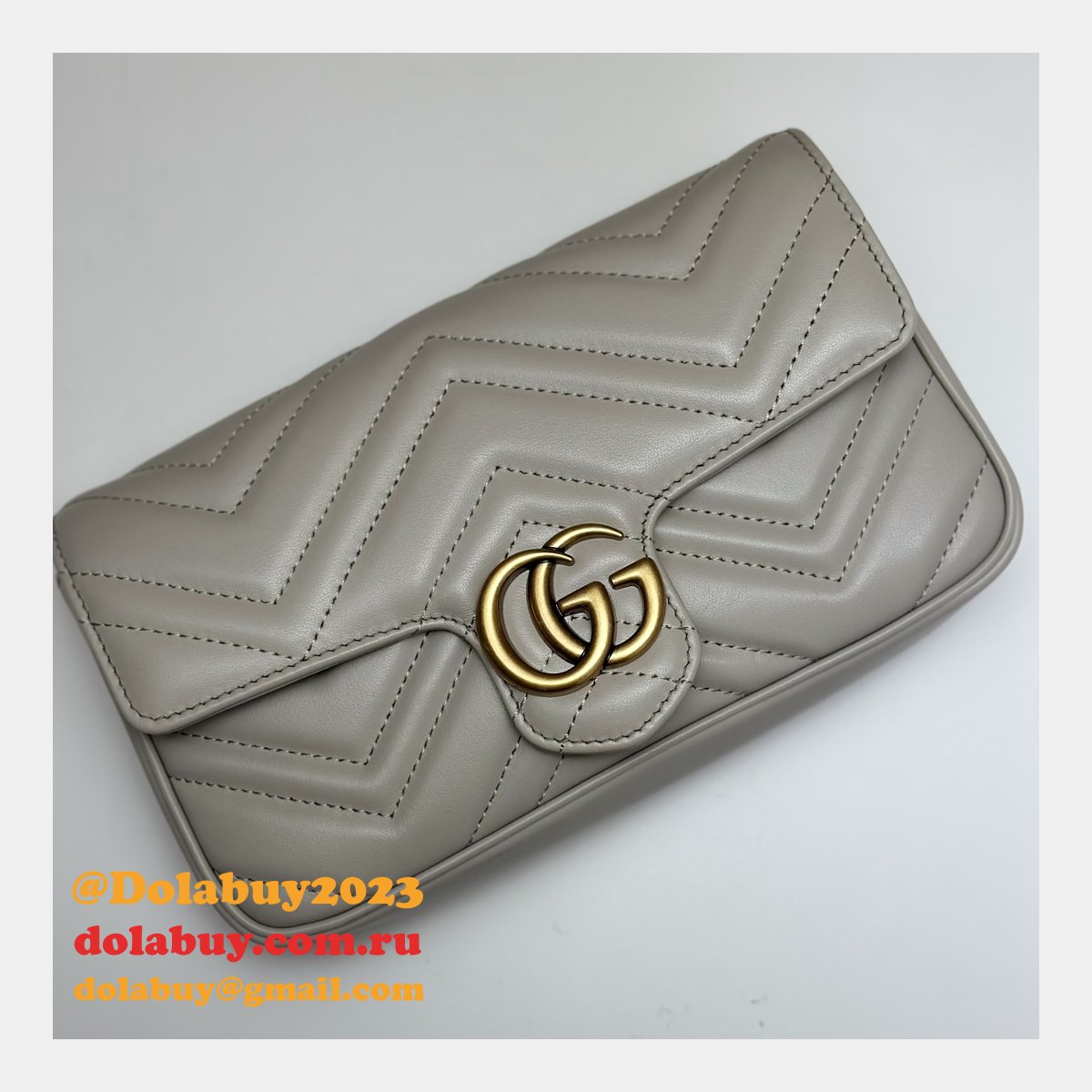 Designer Crossbody Gucci Copy 751526 GG Marmont Light-Grey Bag