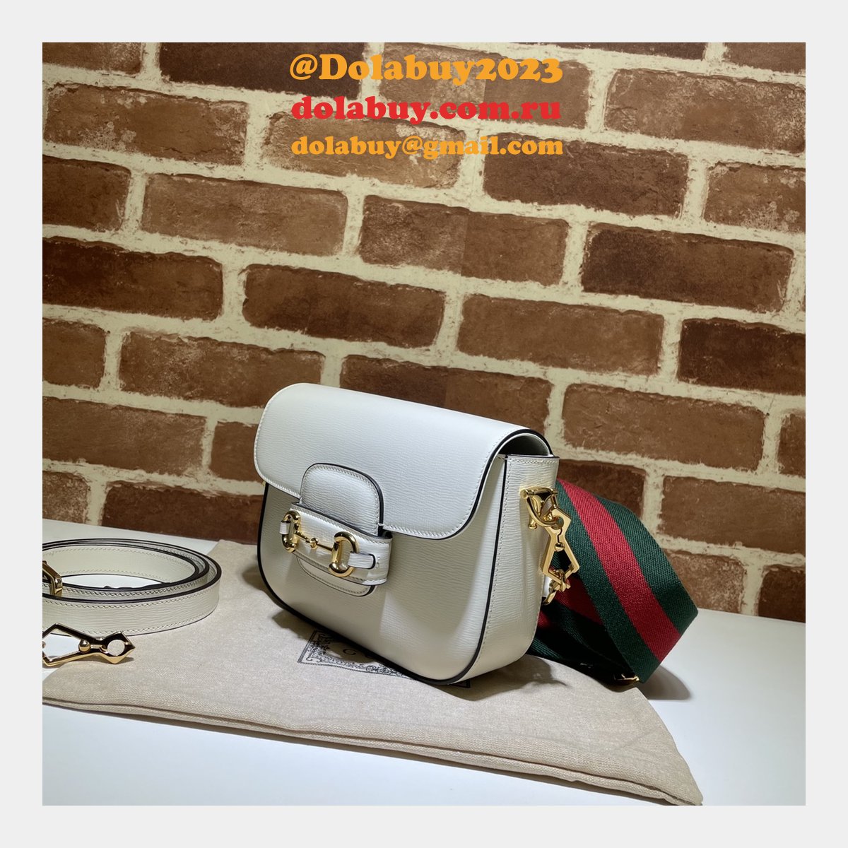 White Replica Gucci Horsebit 1955 mini 658574 bag