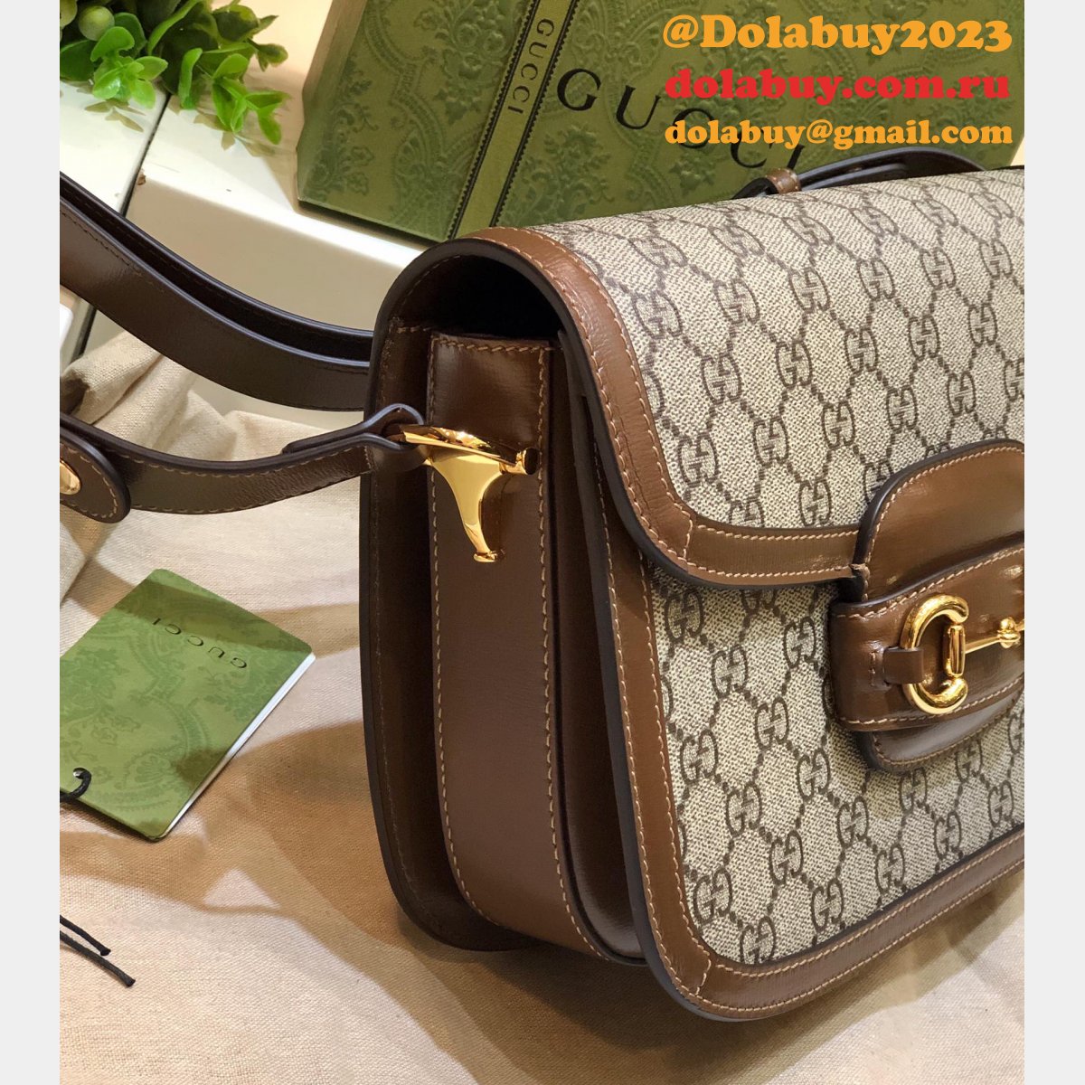 Gucci Replica GG Horsebit 1955 shoulder 602204 Brown bag