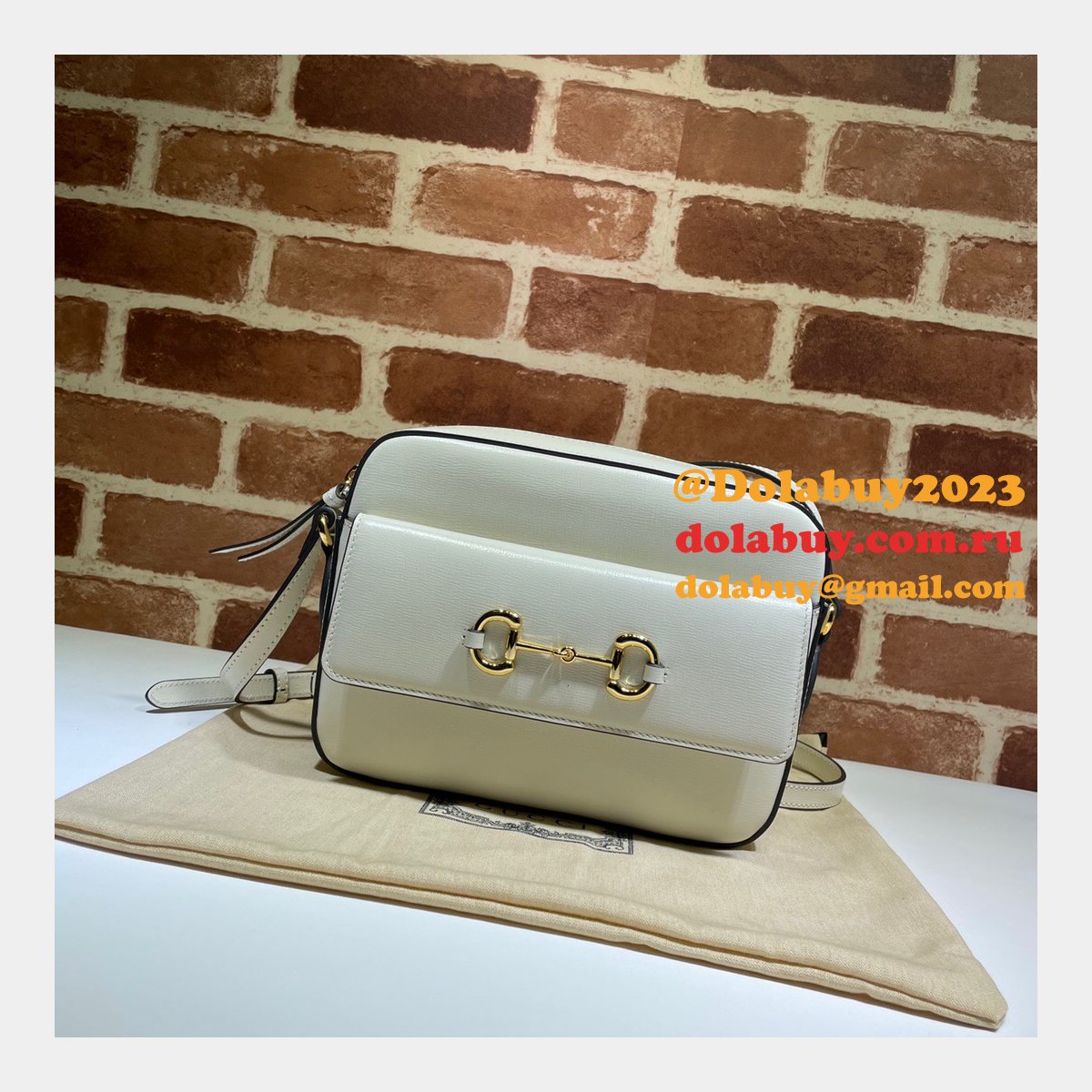 Gucci Horsebit 1955 Small Shoulder 645454 Black Army Green White Bag