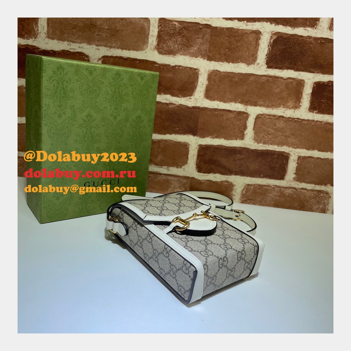 White Replica Gucci Horsebit 1955 mini Top Quality 625615 bag