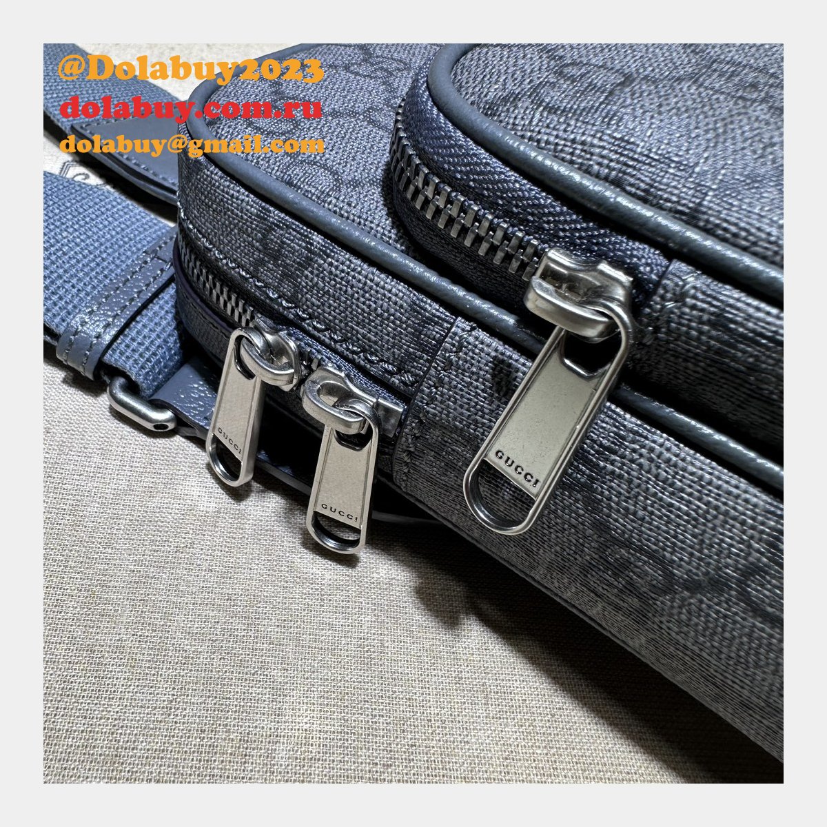 Ophidia GG 752565 Grey and Black Supreme Fake Gucci Bag