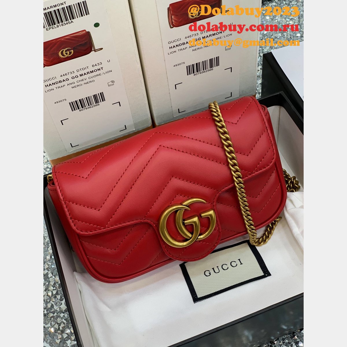Gucci Wholesale GG Marmont Mini chain shoulder 476433 bag