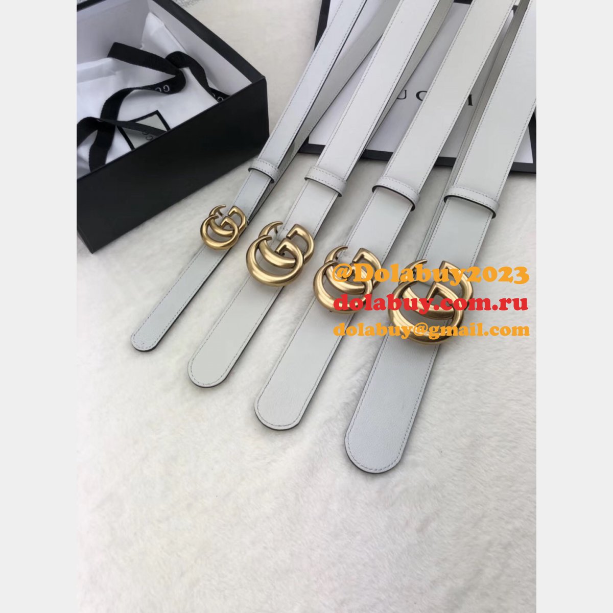 Best Gucci Replica Leather Belt With Double G White Buckle