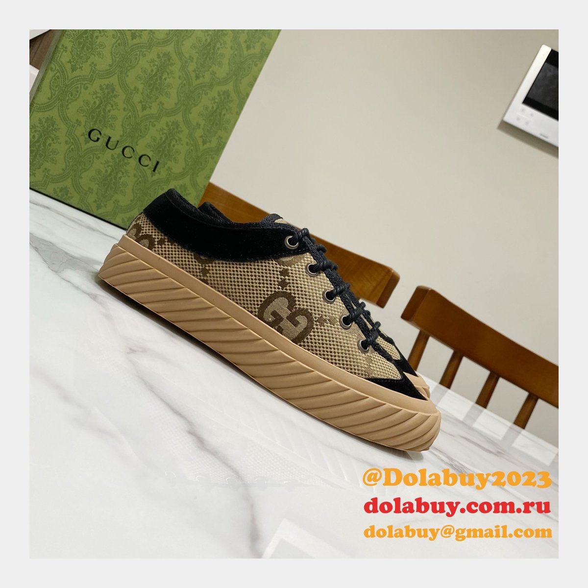 Perfect Dolabuy 1:1 Mirror Replica Gucci GG Canvas Shoes