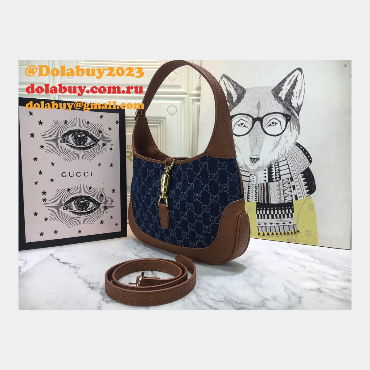Gucci 1:1 Quality Jackie 1961 small shoulder 636706 Dark blue bag