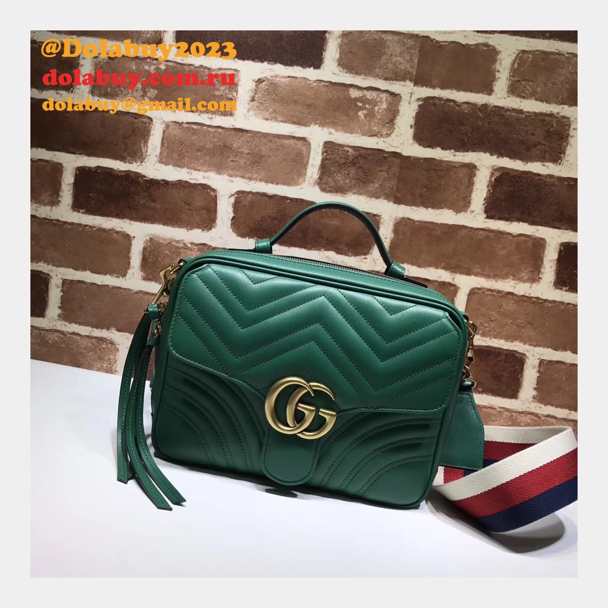 Top Quality Gucci Replica 498100 Leather GG Marmont Small Shoulder Bag