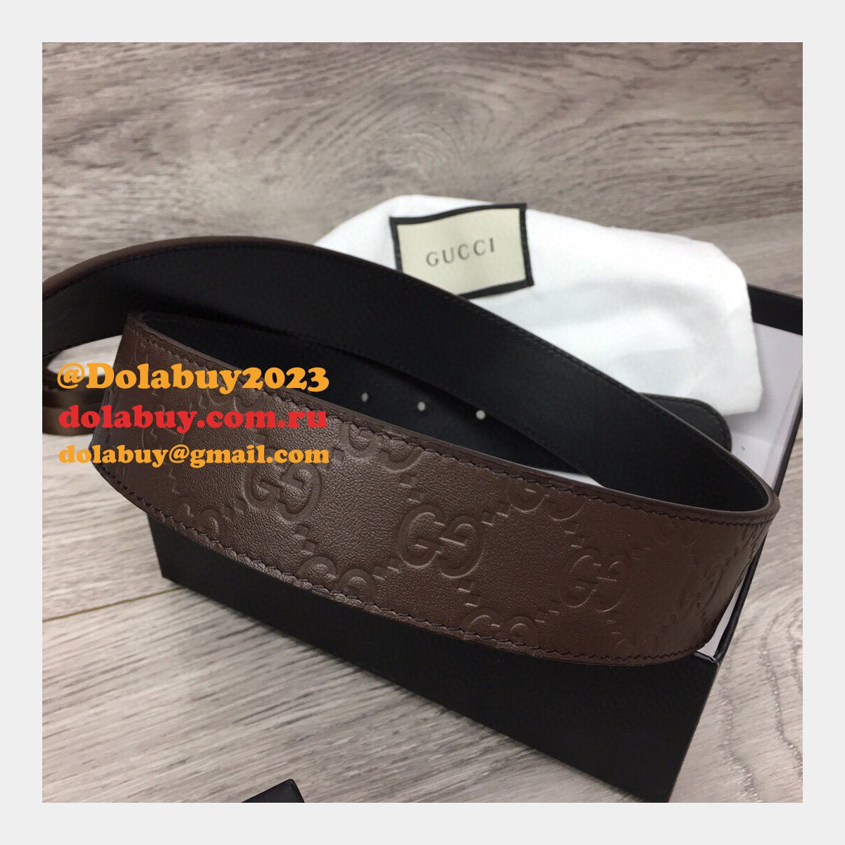 Fake Gucci 37MM Double G leather Replica belt