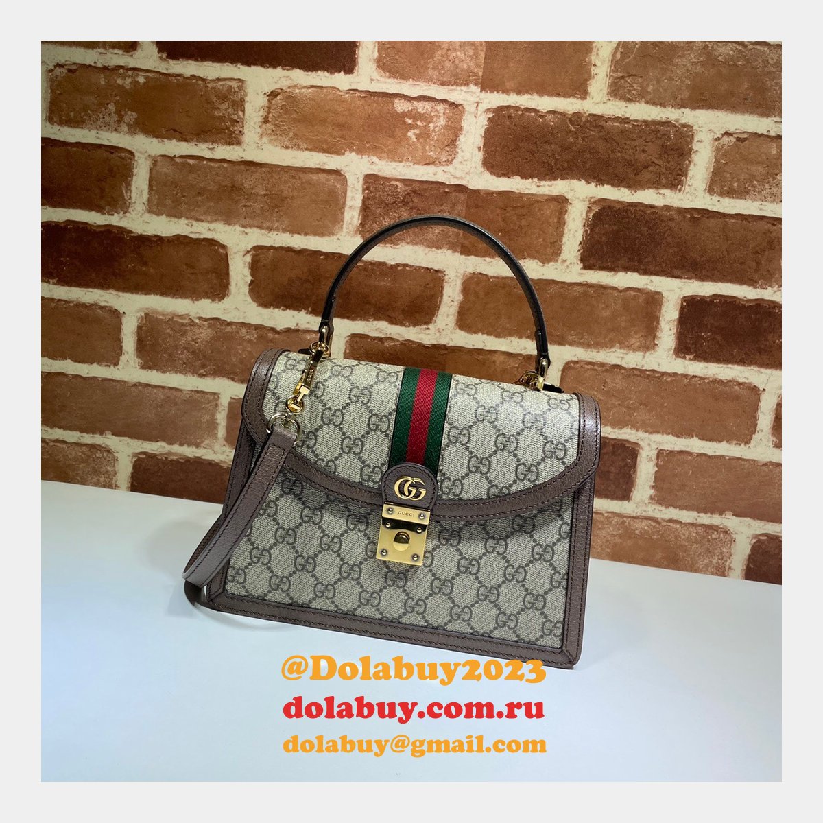 Replica Gucci Ophidia 651055 GG top handle bag Brown