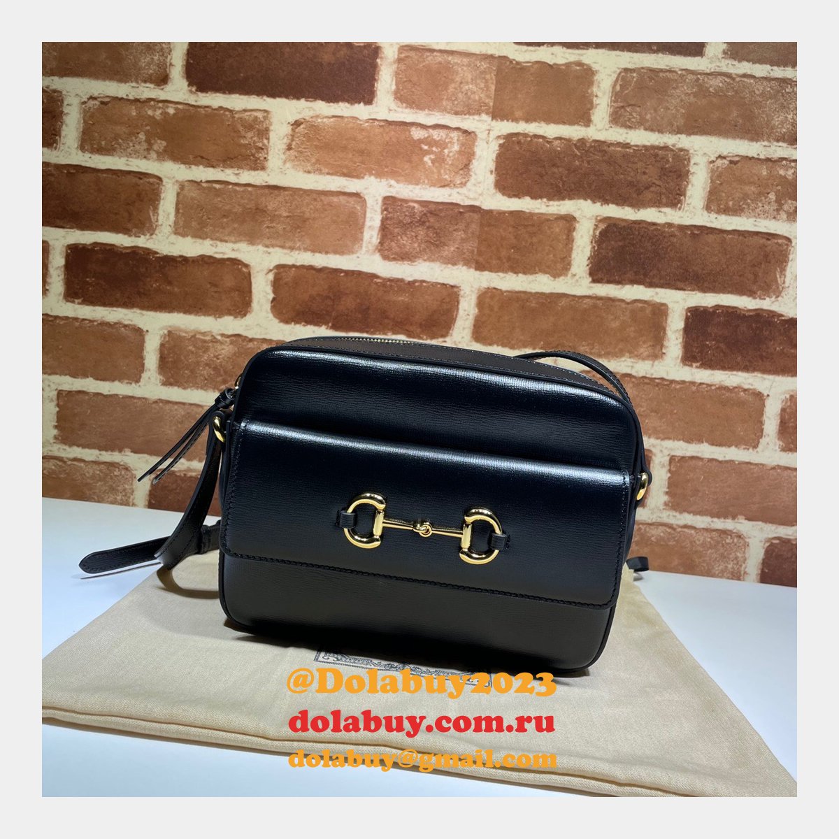Gucci Horsebit 1955 Small Shoulder 645454 Black Army Green White Bag