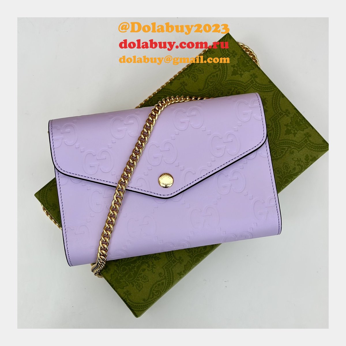 Gucci Copy GG Leather Chain Wallet 1:1 Mirror 781555 Bag