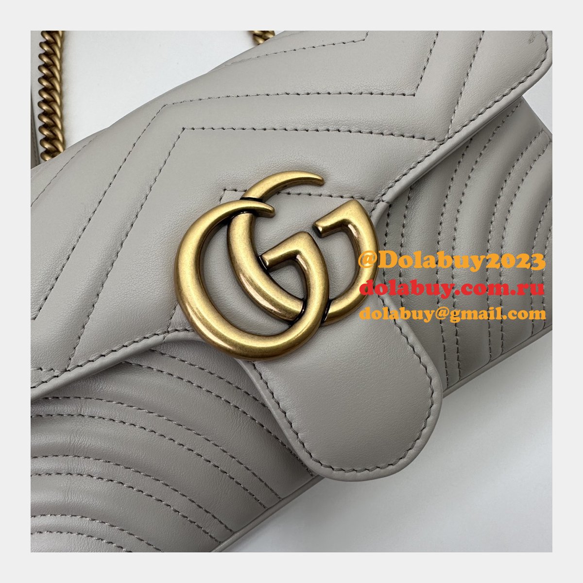Grey GG Marmont 446744 Mini Matelassé Gucci Replicas Bag