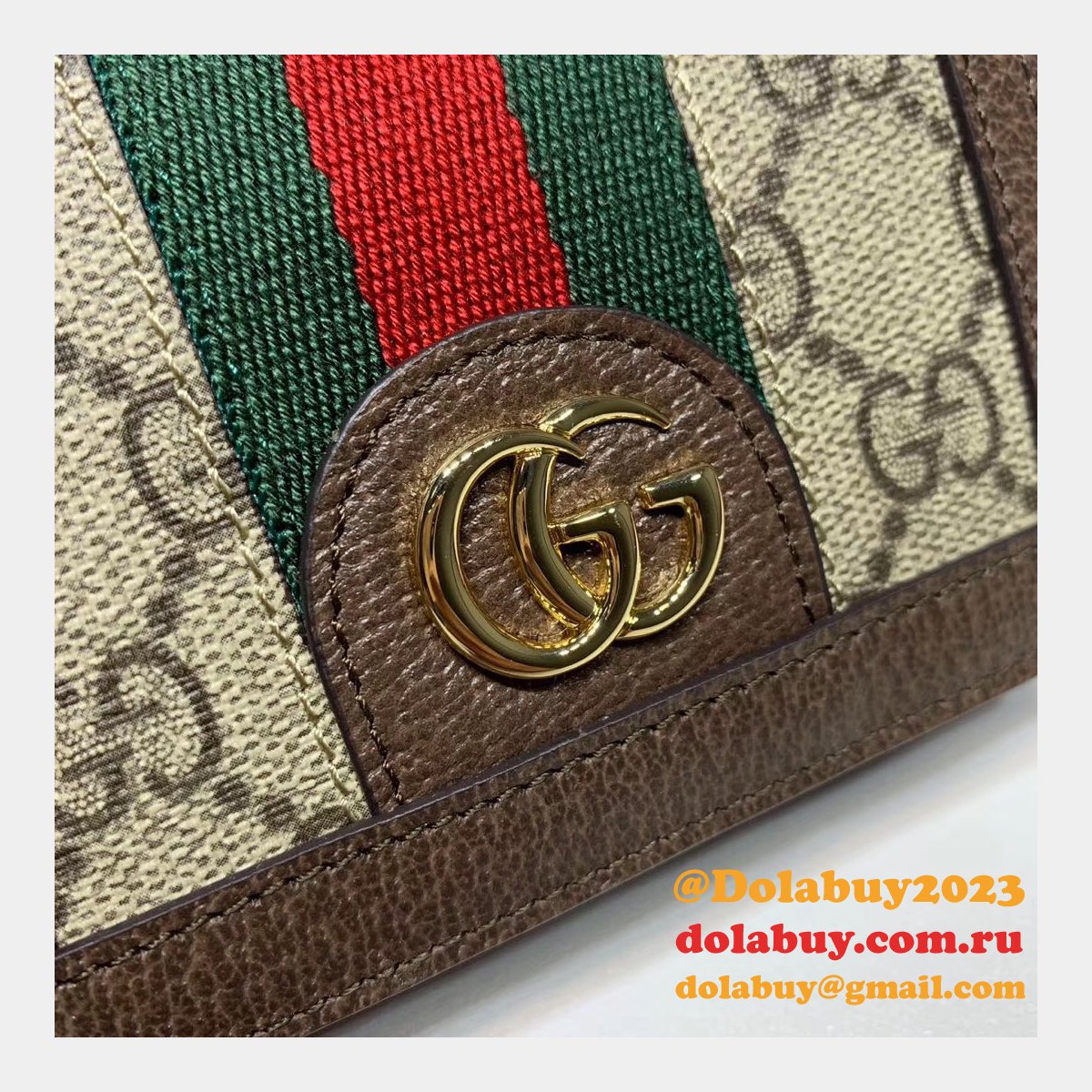 Replica Gucci GG AAA+ Supreme Ophidia Card Case Wallet 523155