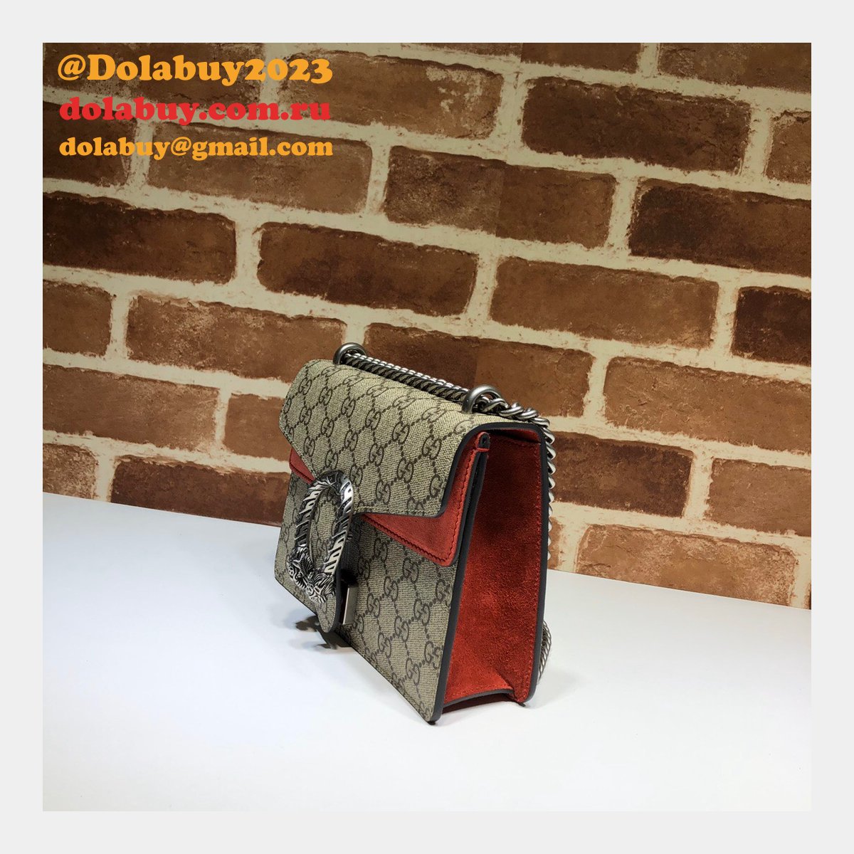 Gucci Replica Dionysus GG Supreme mini 421970 Red Fake bag
