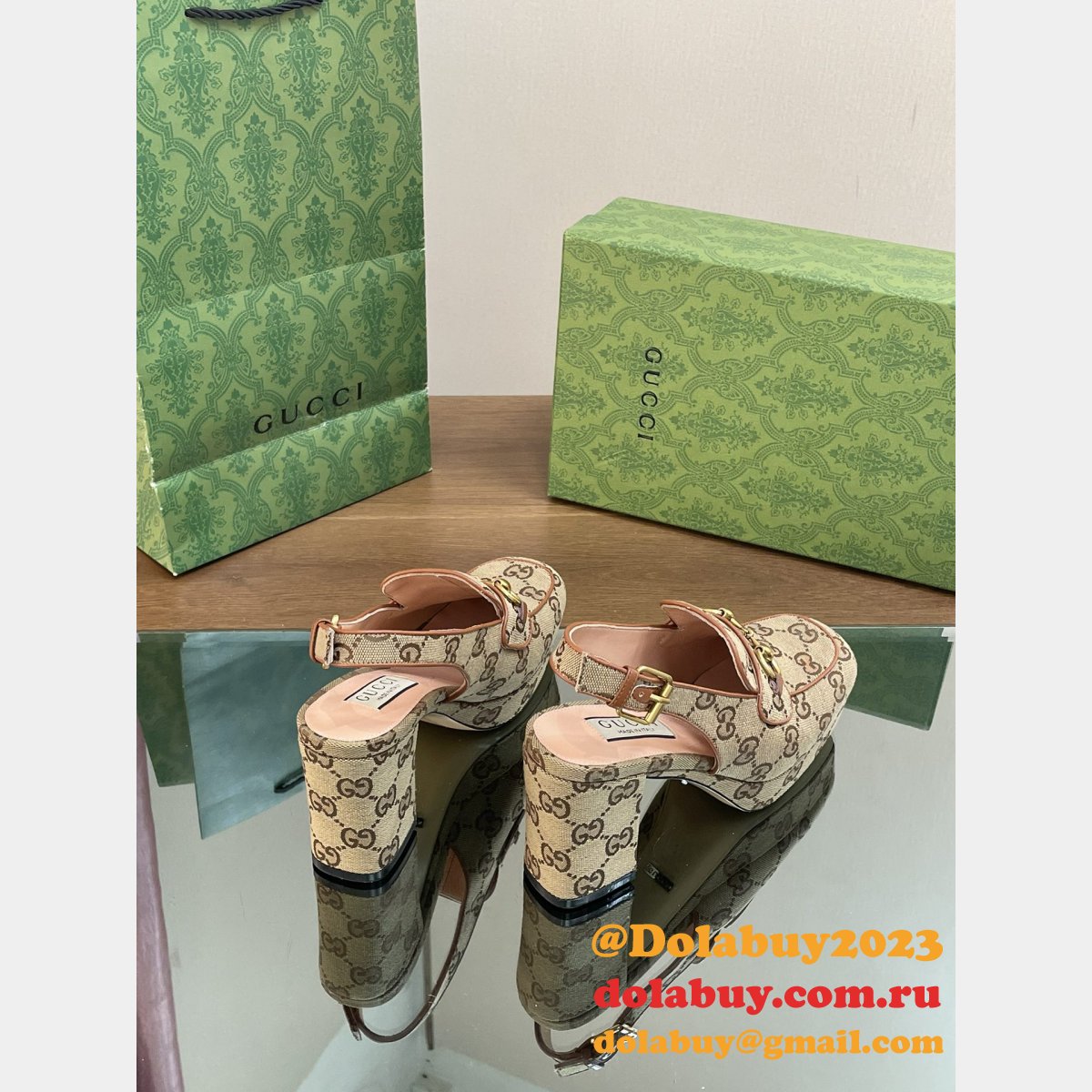 Lady Horsebit GG Gucci Replicas Slingback Pumps Shoes
