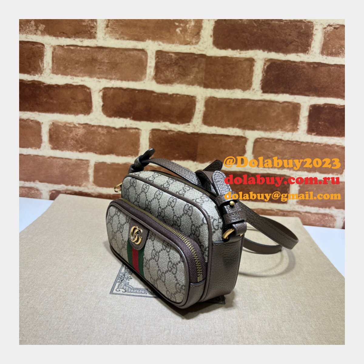 Brown/Blue Gucci Replica Ophidia GG 722557 Bag