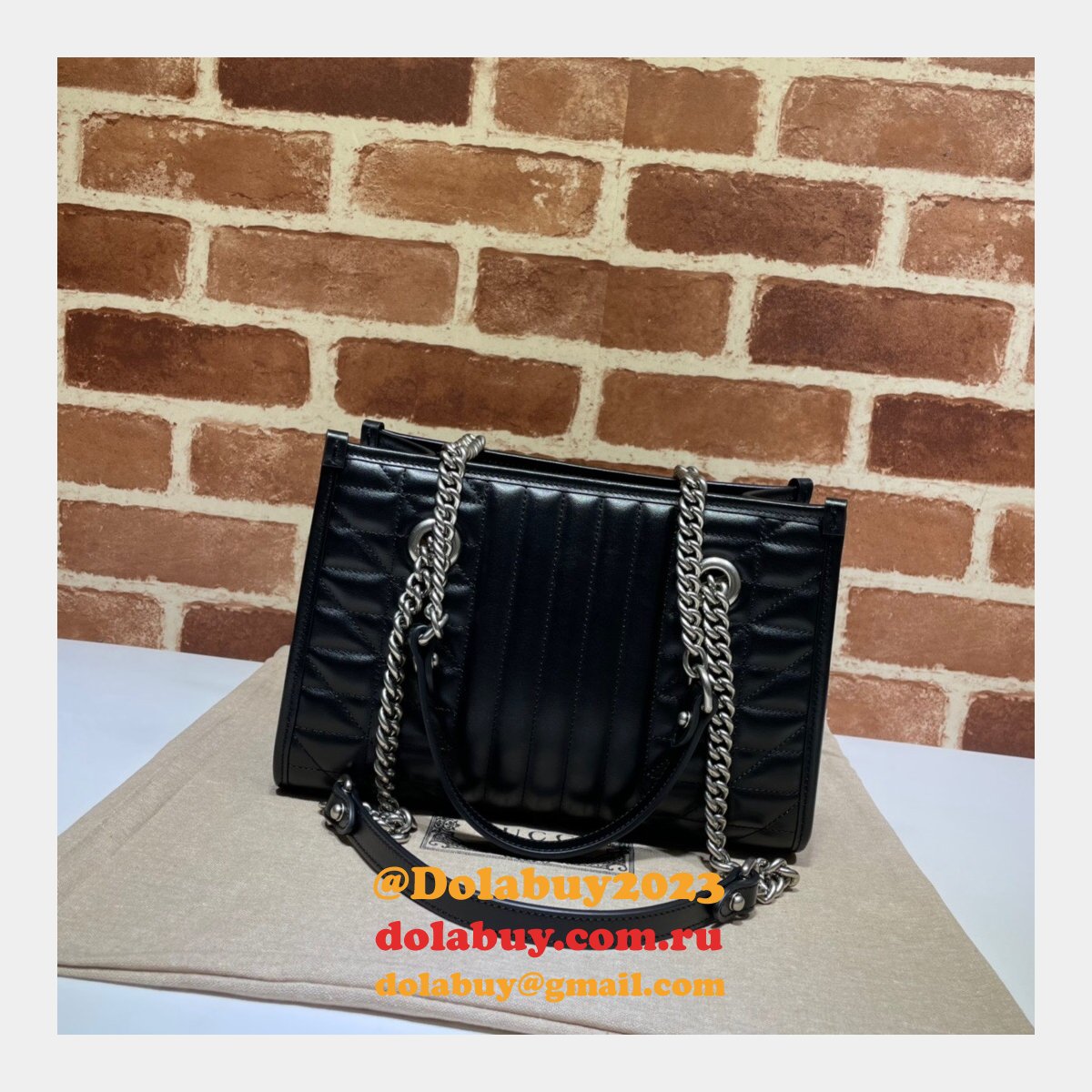 Replica Gucci 681483 GG Marmont Black Sale Bolsa Bag