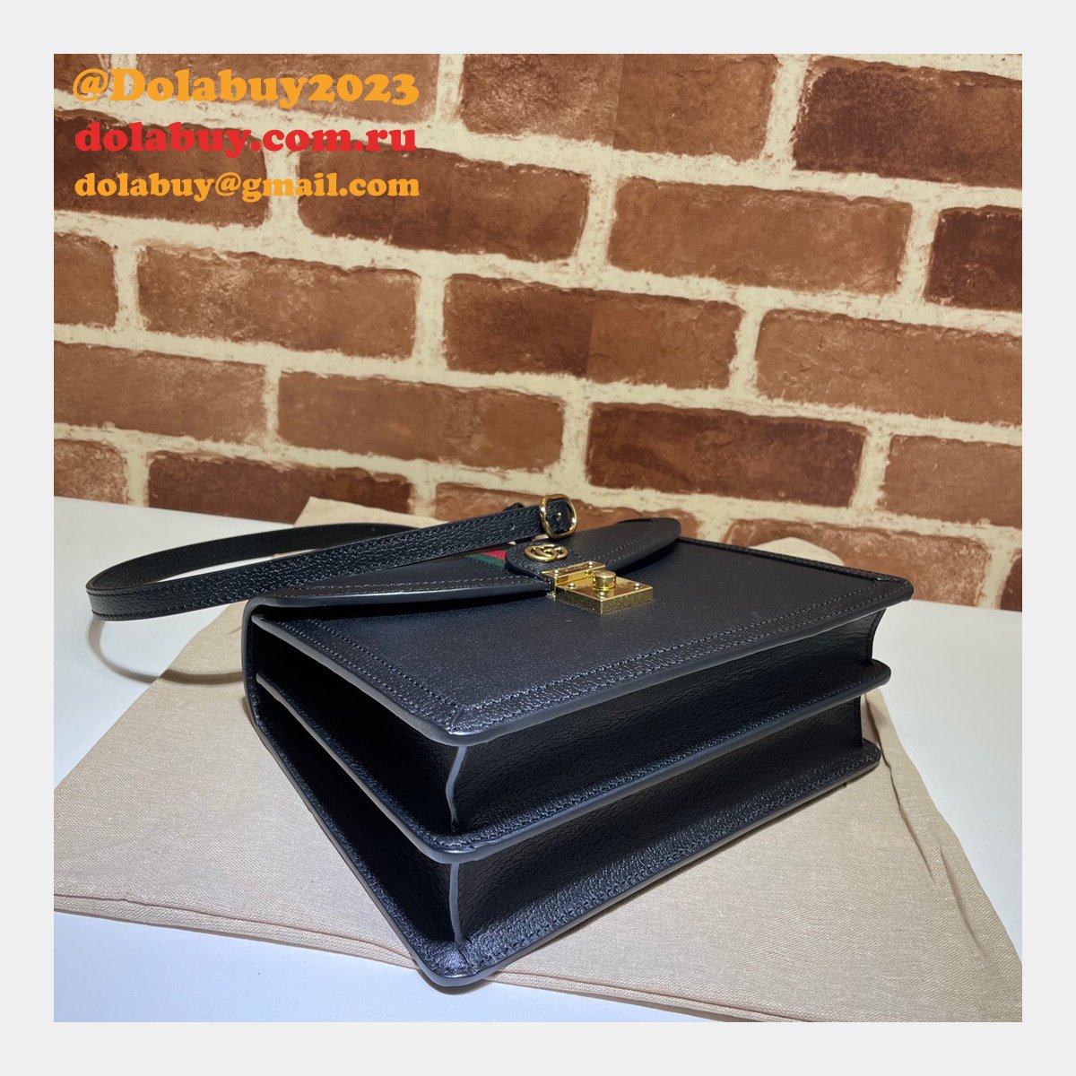 Gucci Black/Cream Ophidia small top handle Replica bag