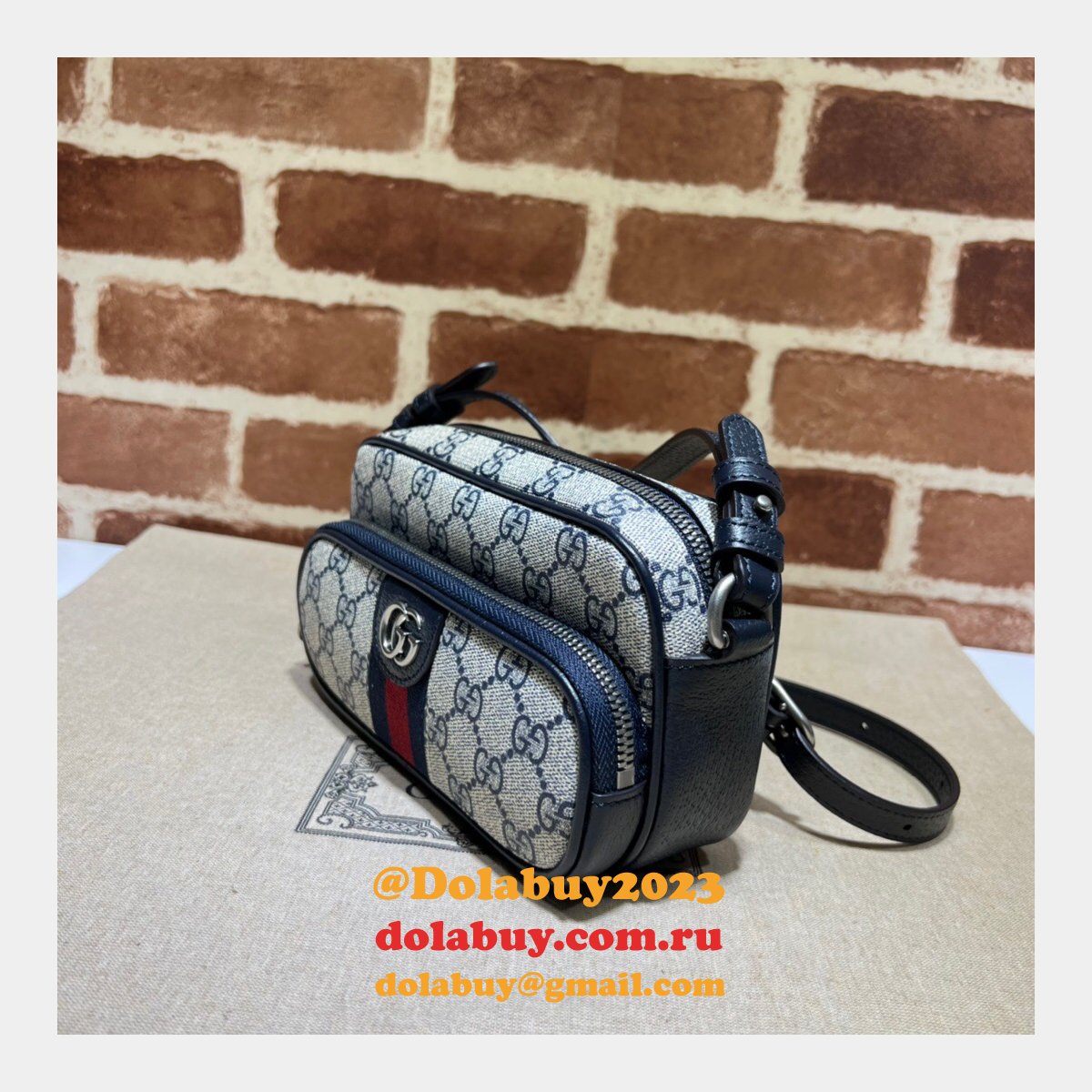 Brown/Blue Gucci Replica Ophidia GG 722557 Bag
