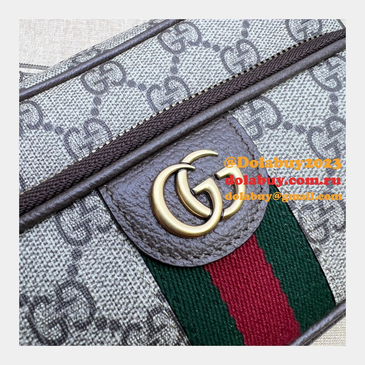 Brown/Blue Gucci Replica Ophidia GG 722557 Bag